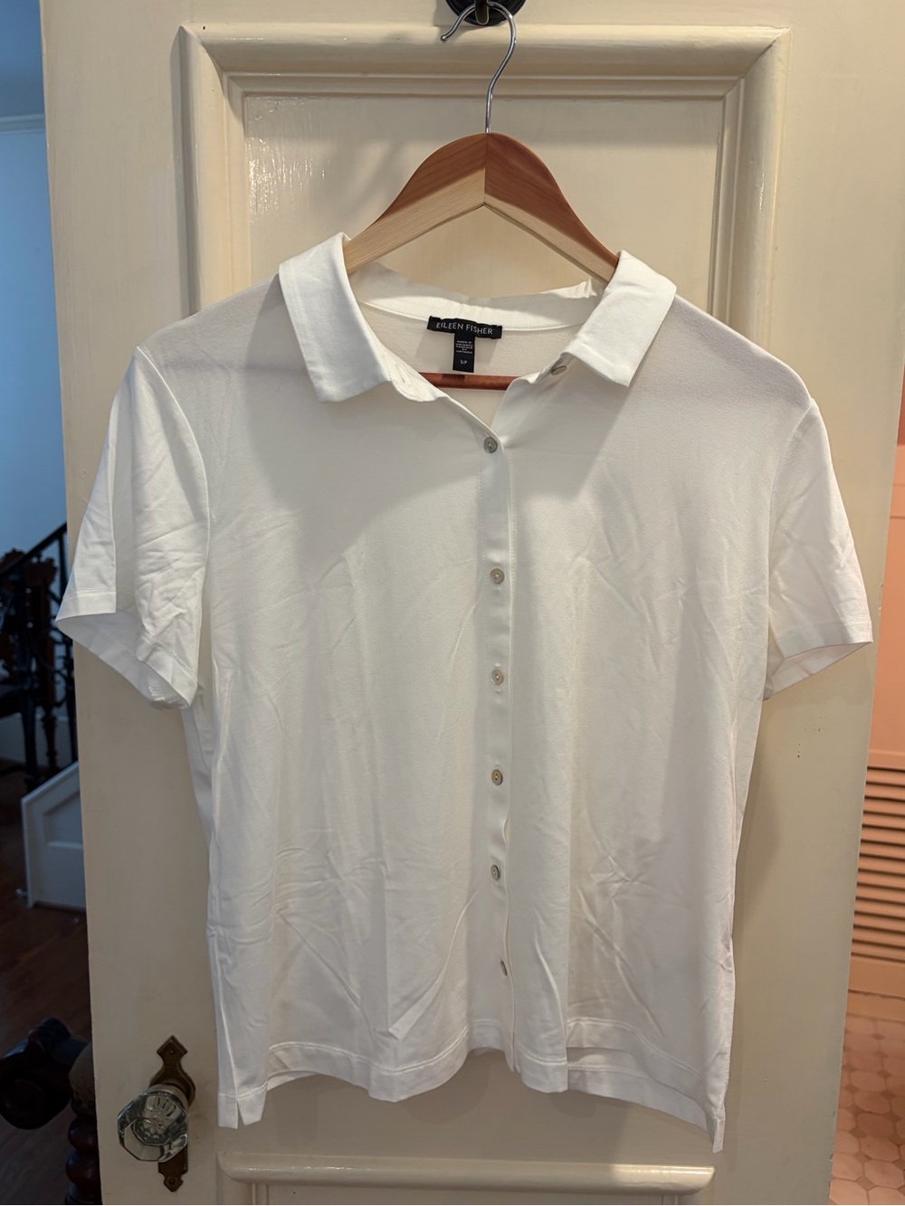 Eileen Fisher White Collared Button Shirt